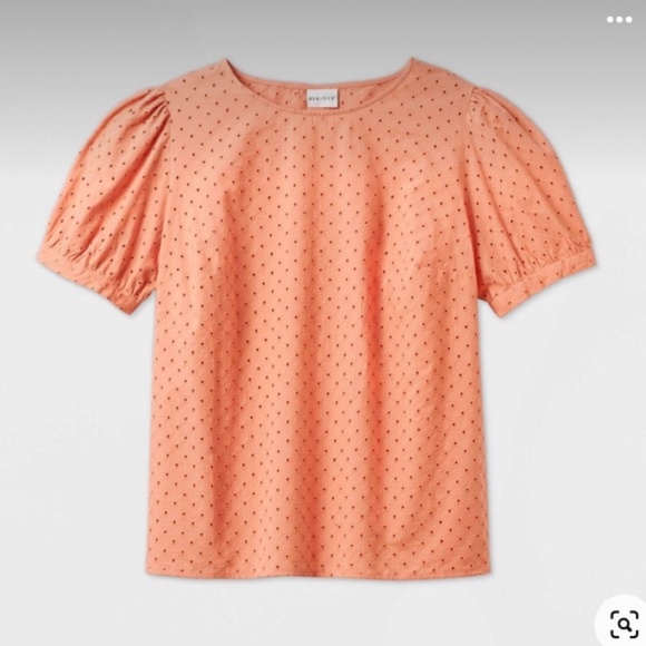 Ava & Viv Tops - Ava & Viv Coral Eyelet Cotton Blouse New Size X